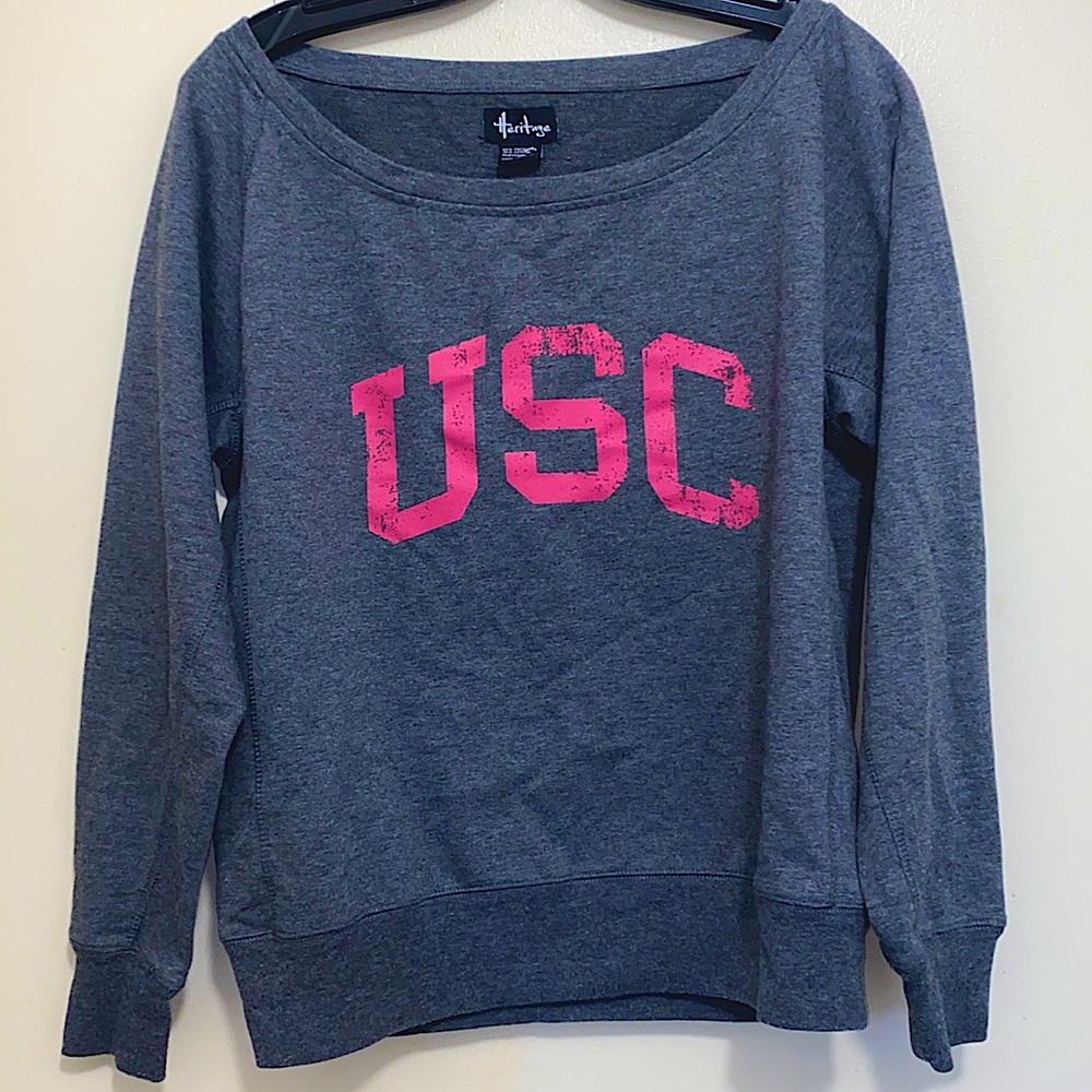 Gray USC Open-neck Crewneck
